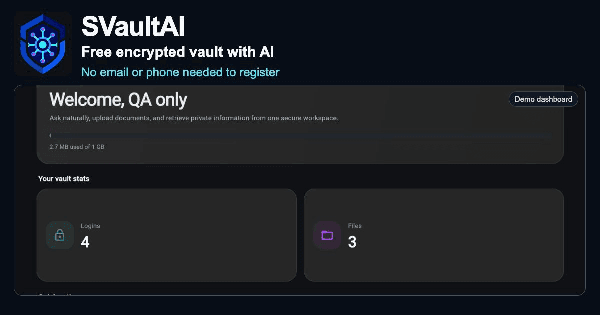 Screenshot von SVaultAI