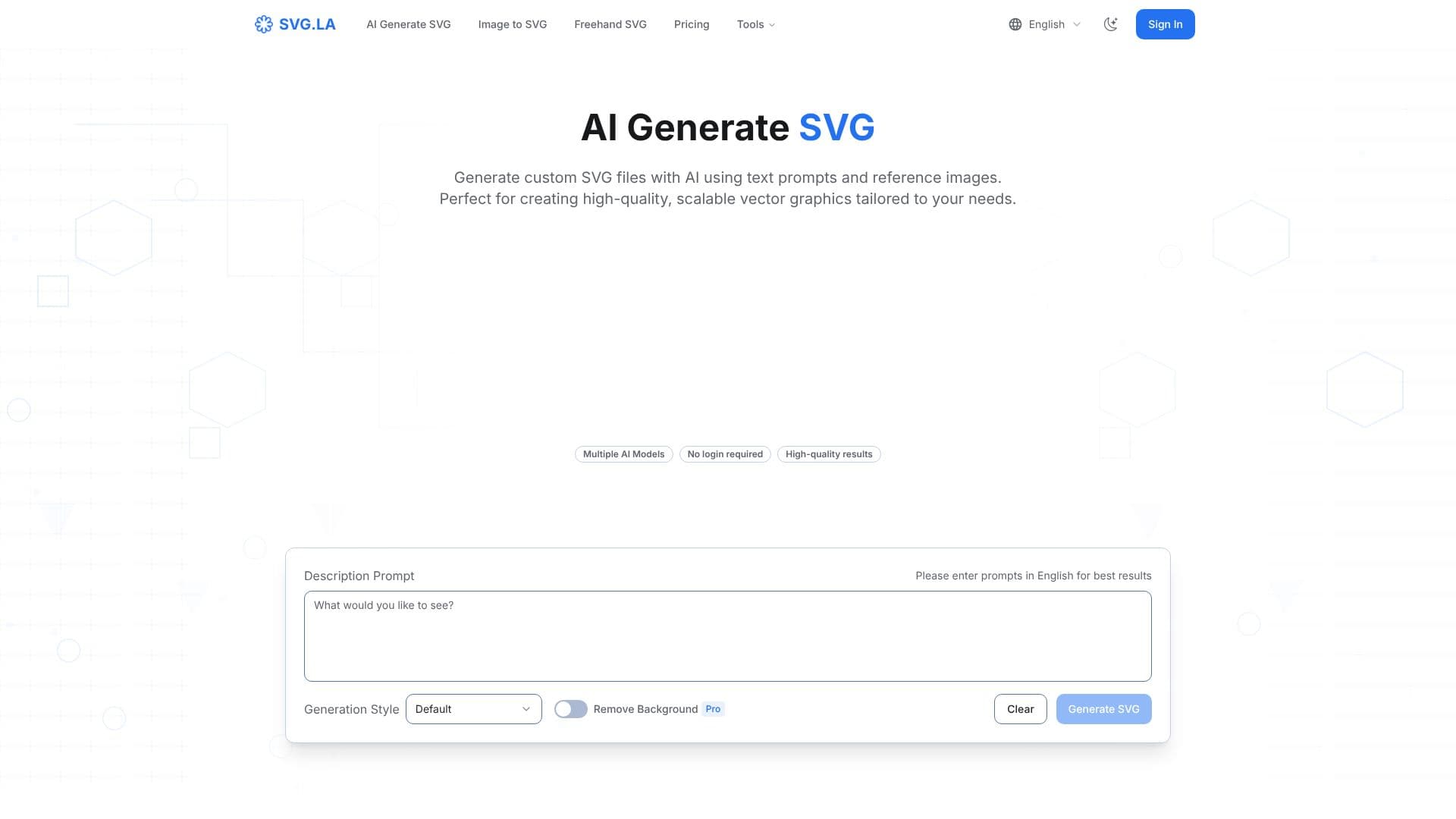 Captura de tela do AI Gerador de SVG