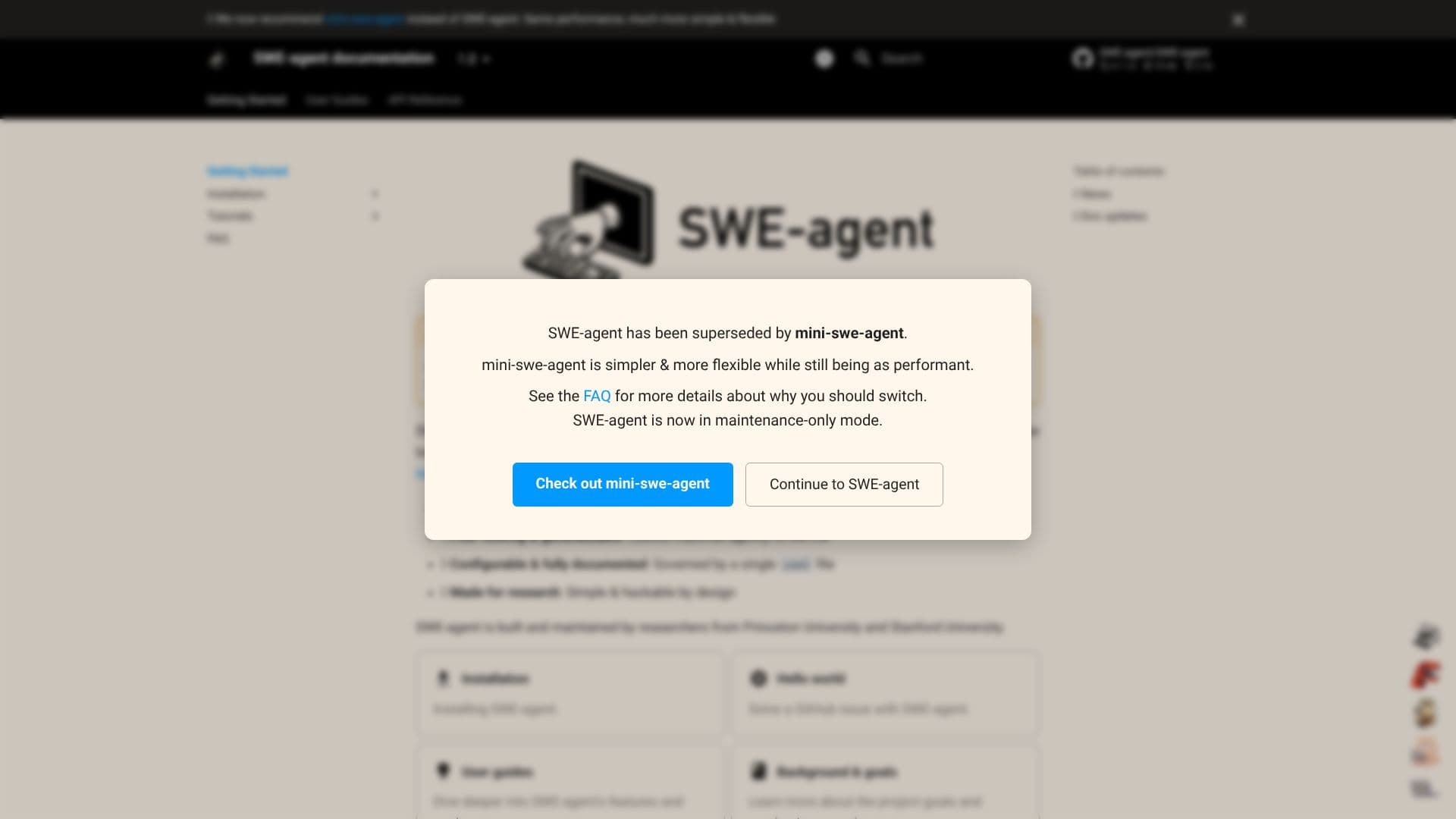 Screenshot von SWE-agent