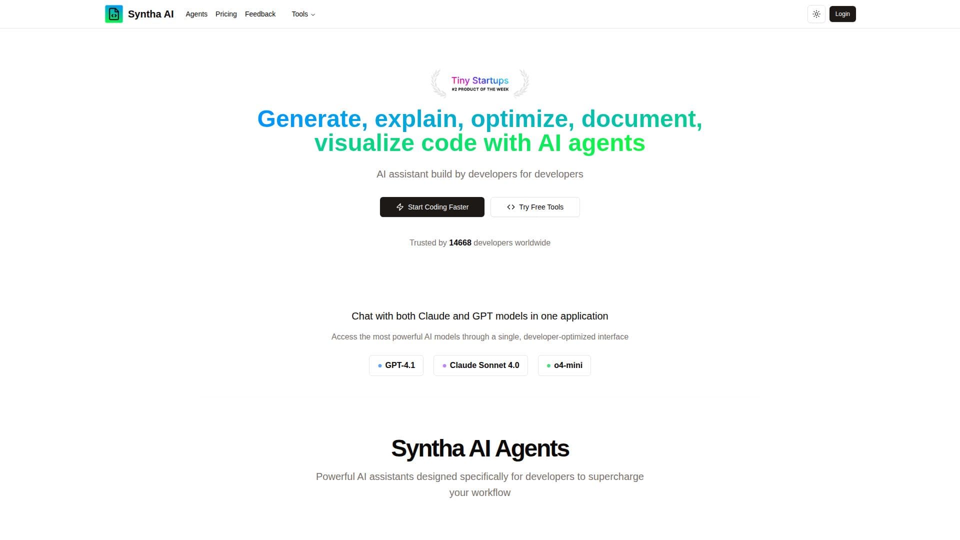Syntha AI Newsletter screenshot