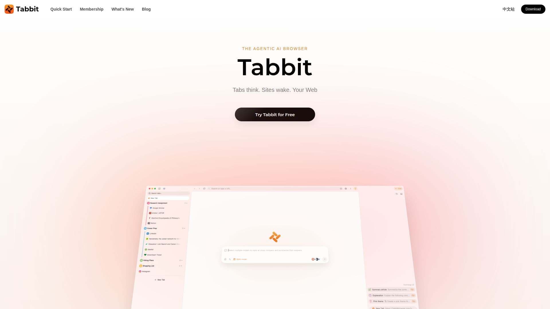 Screenshot von Tabbit Browser
