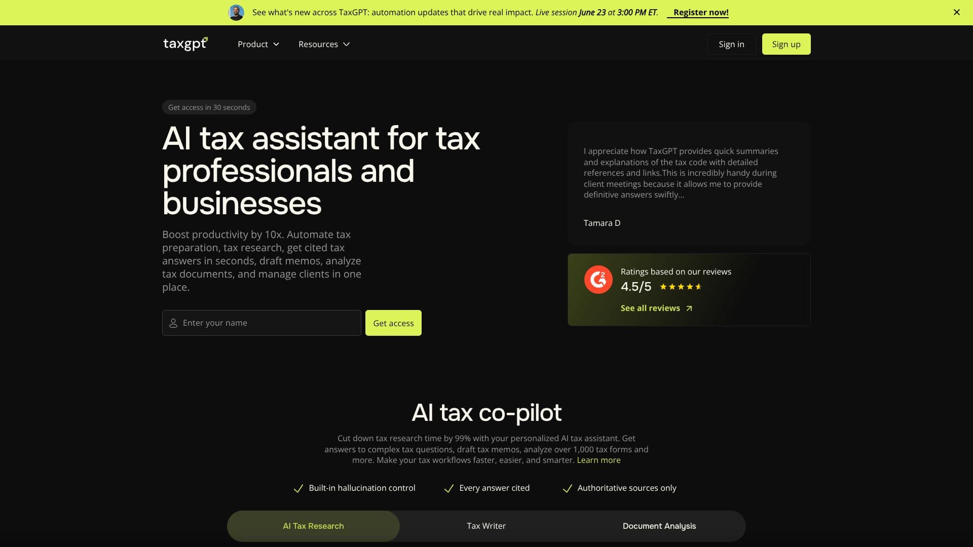 لقطة شاشة لـ TaxGPT مساعد الضرائب بالذكاء الاصطناعي