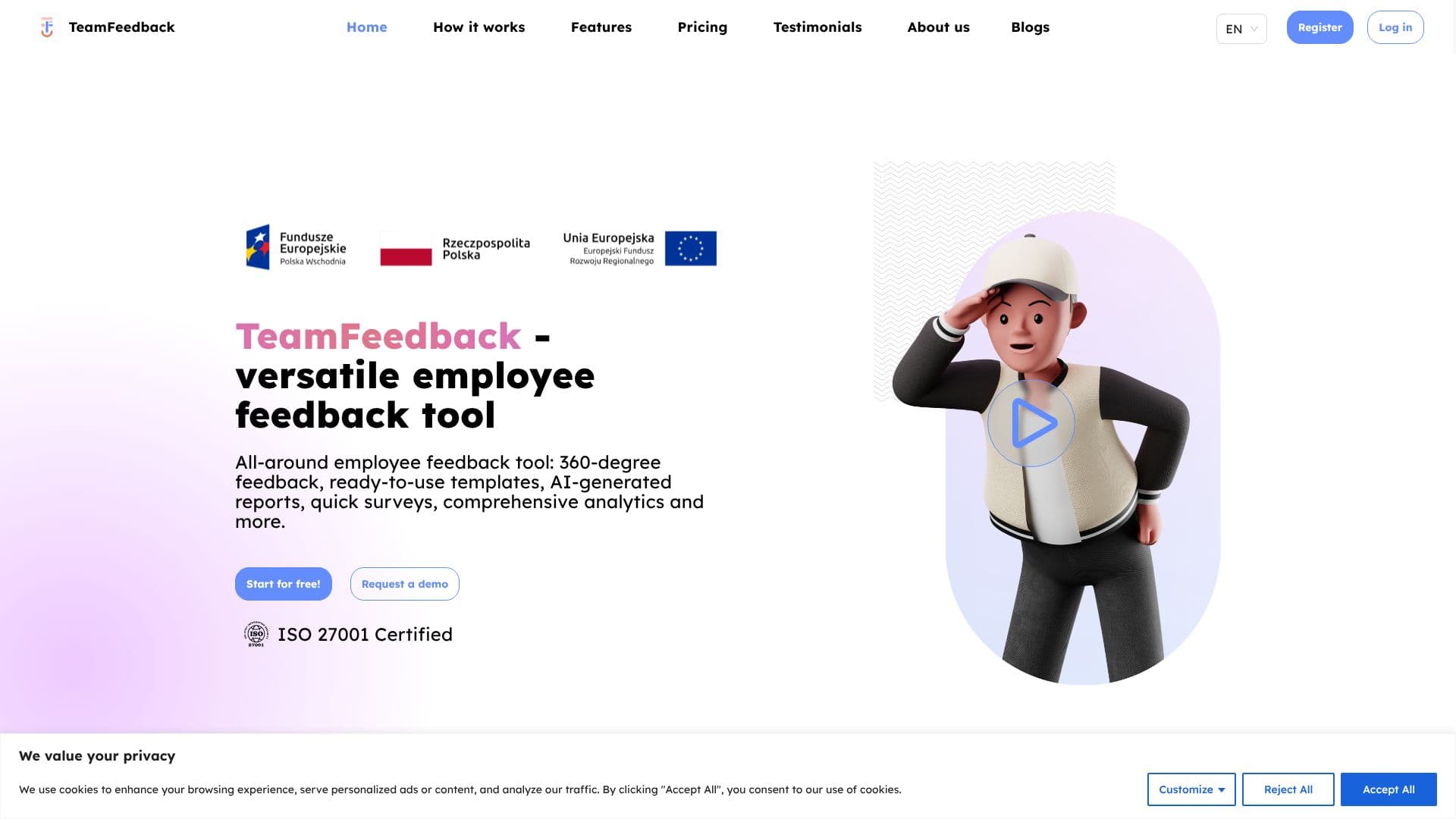 Capture d’écran de TeamFeedback - outil de feedback employé