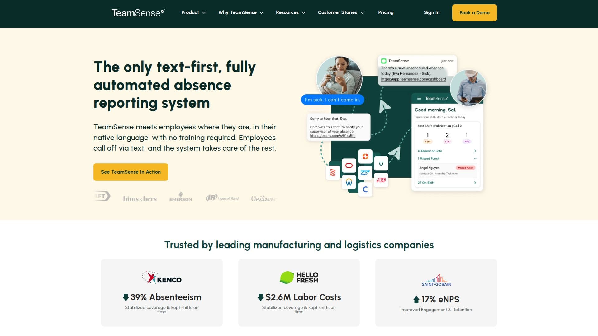 TeamSense Attendance Management Software screenshot