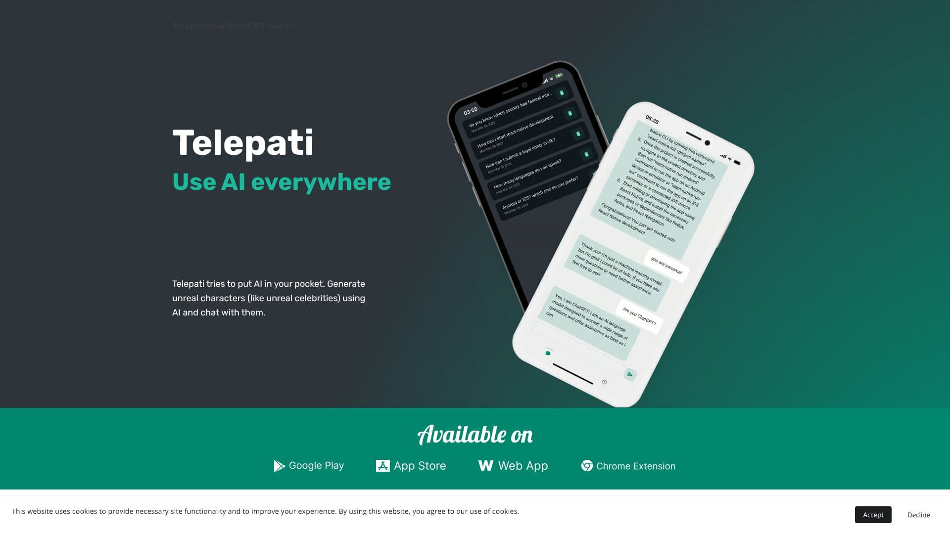 Screenshot von Telepati Mobile Anwendung