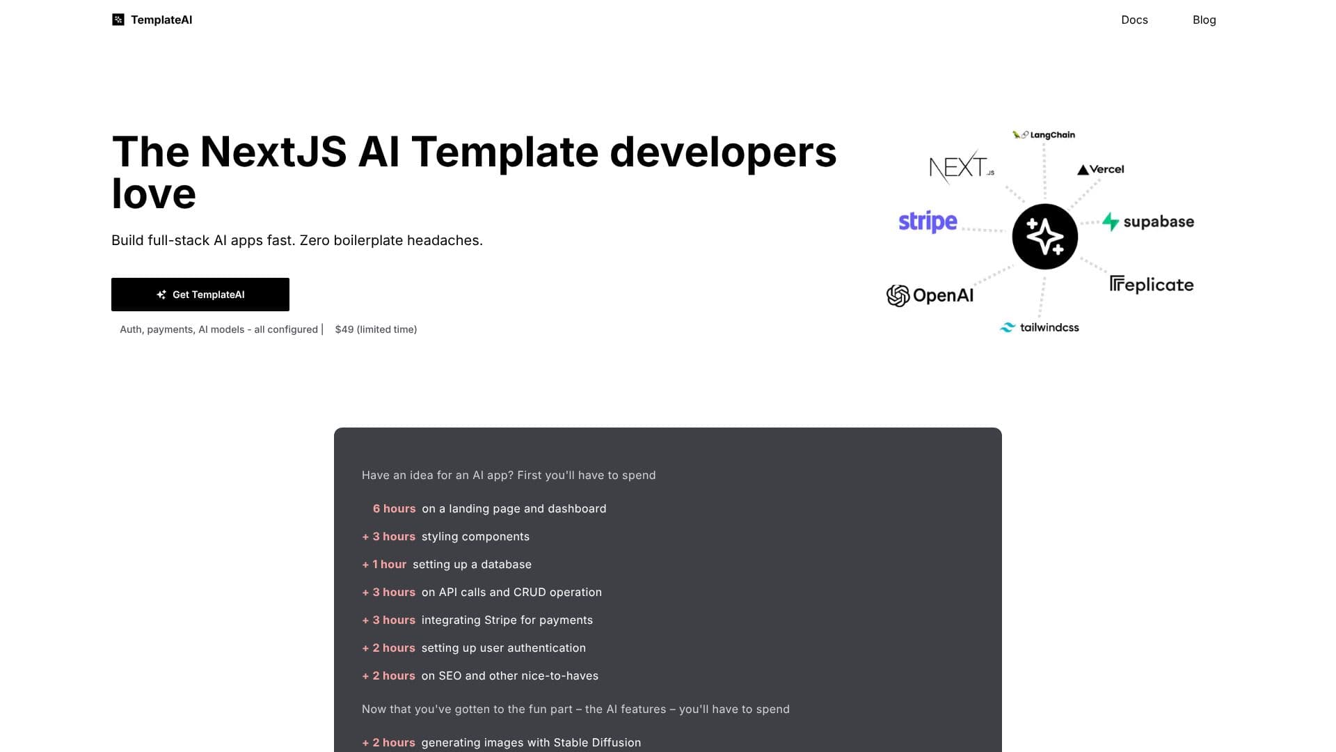 TemplateAI – NextJS AI 템플릿 스크린샷