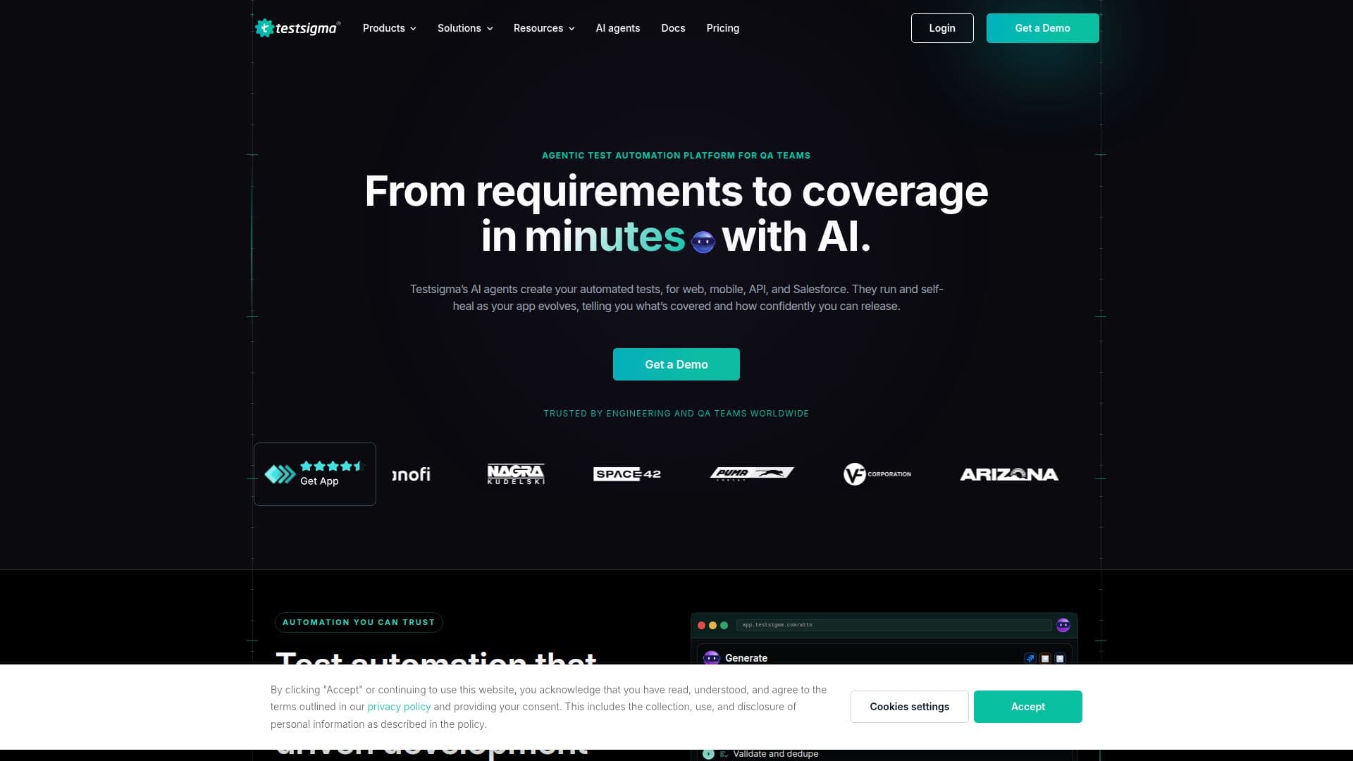 Testsigma screenshot