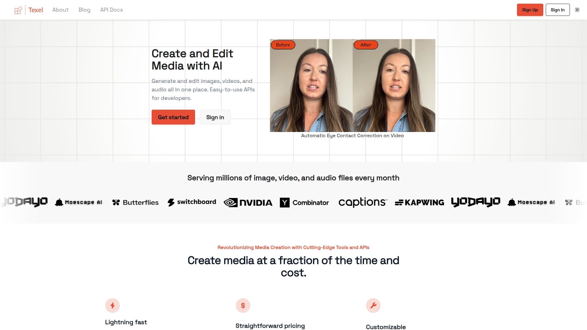 Screenshot von Texel AI Media Plattform