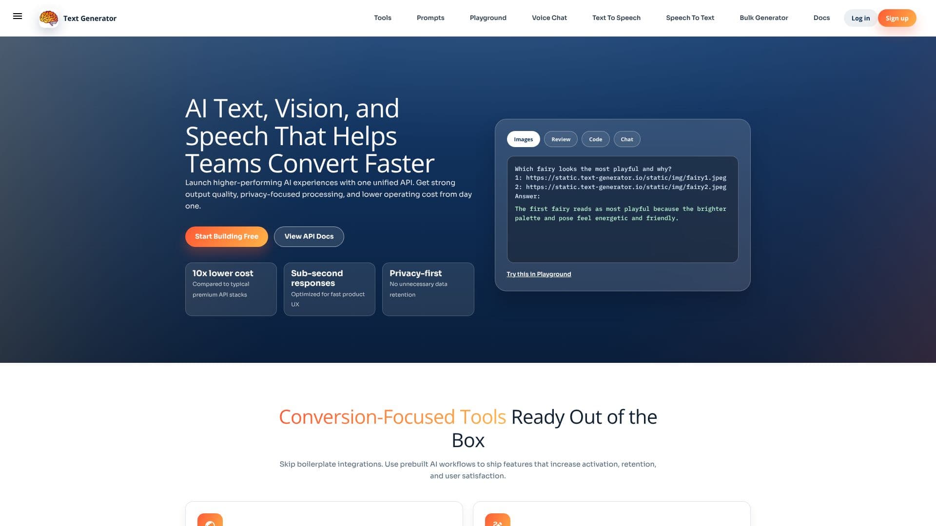 Screenshot von Text Generator API