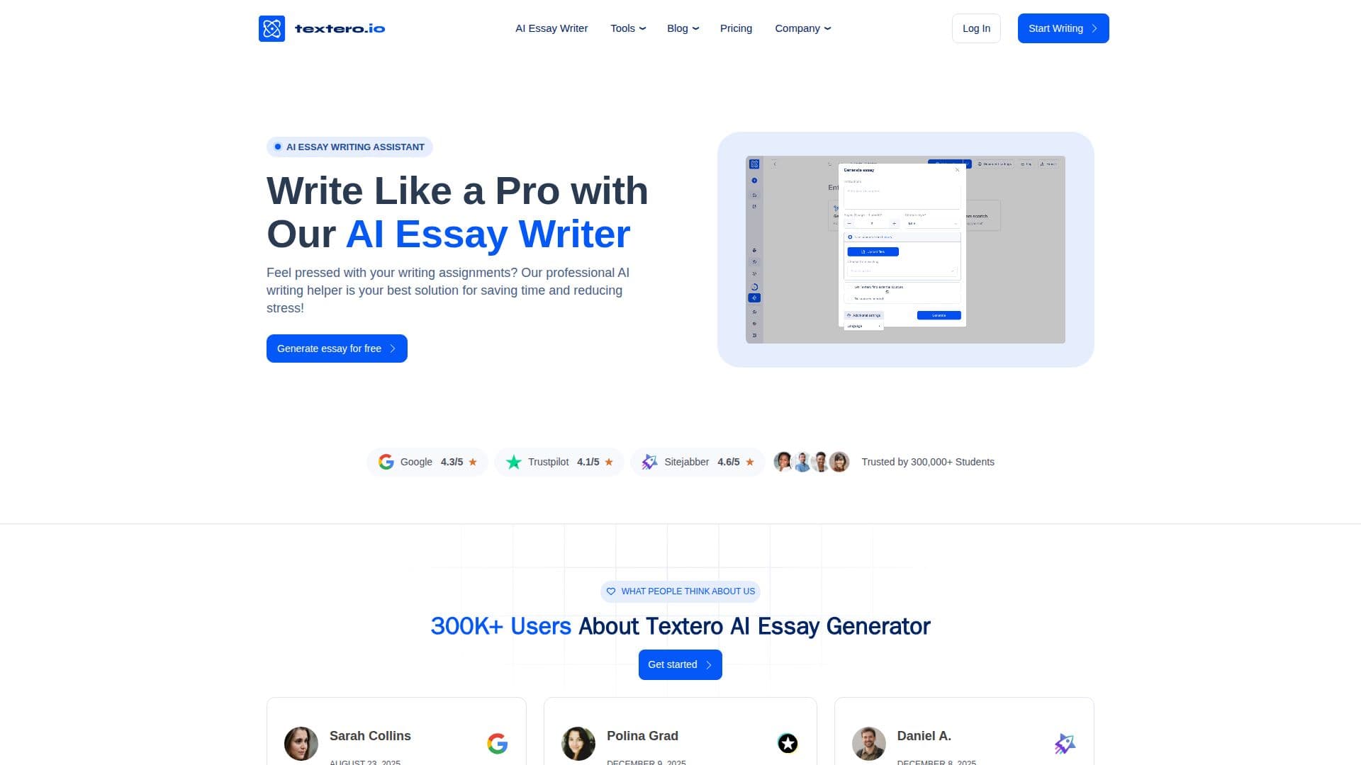 Textero AI 论文生成器 截图