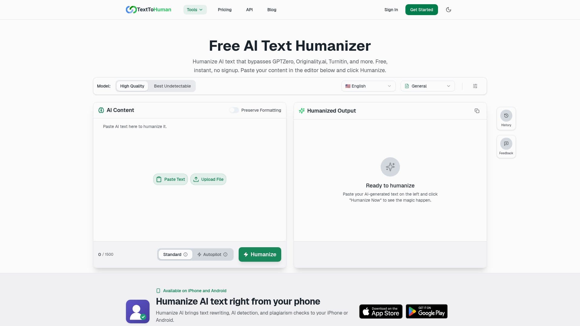 Captura de pantalla de TextToHuman