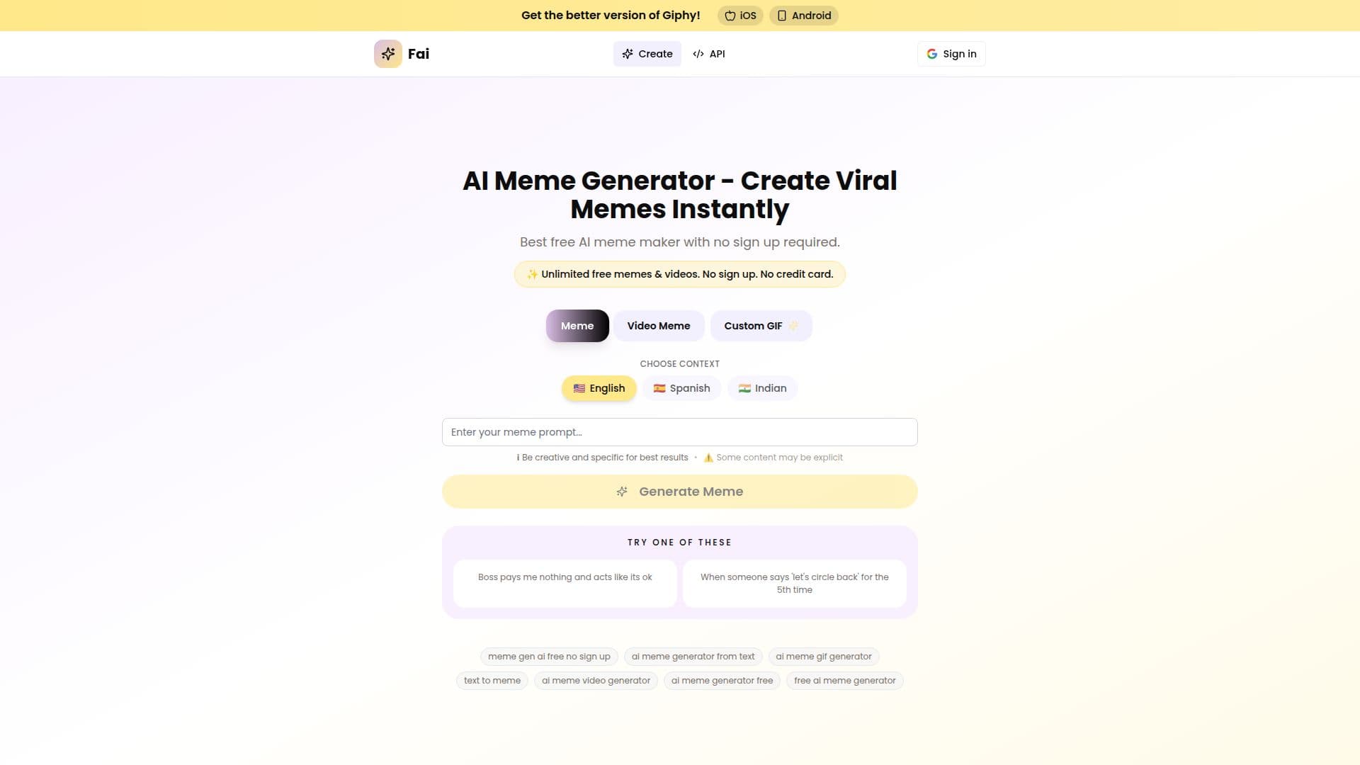 Fai (TheFAIApp) AI Meme Generator screenshot