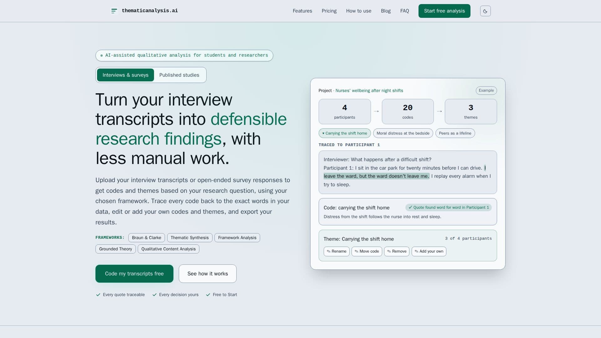 Capture d’écran de ThematicAnalysis.ai