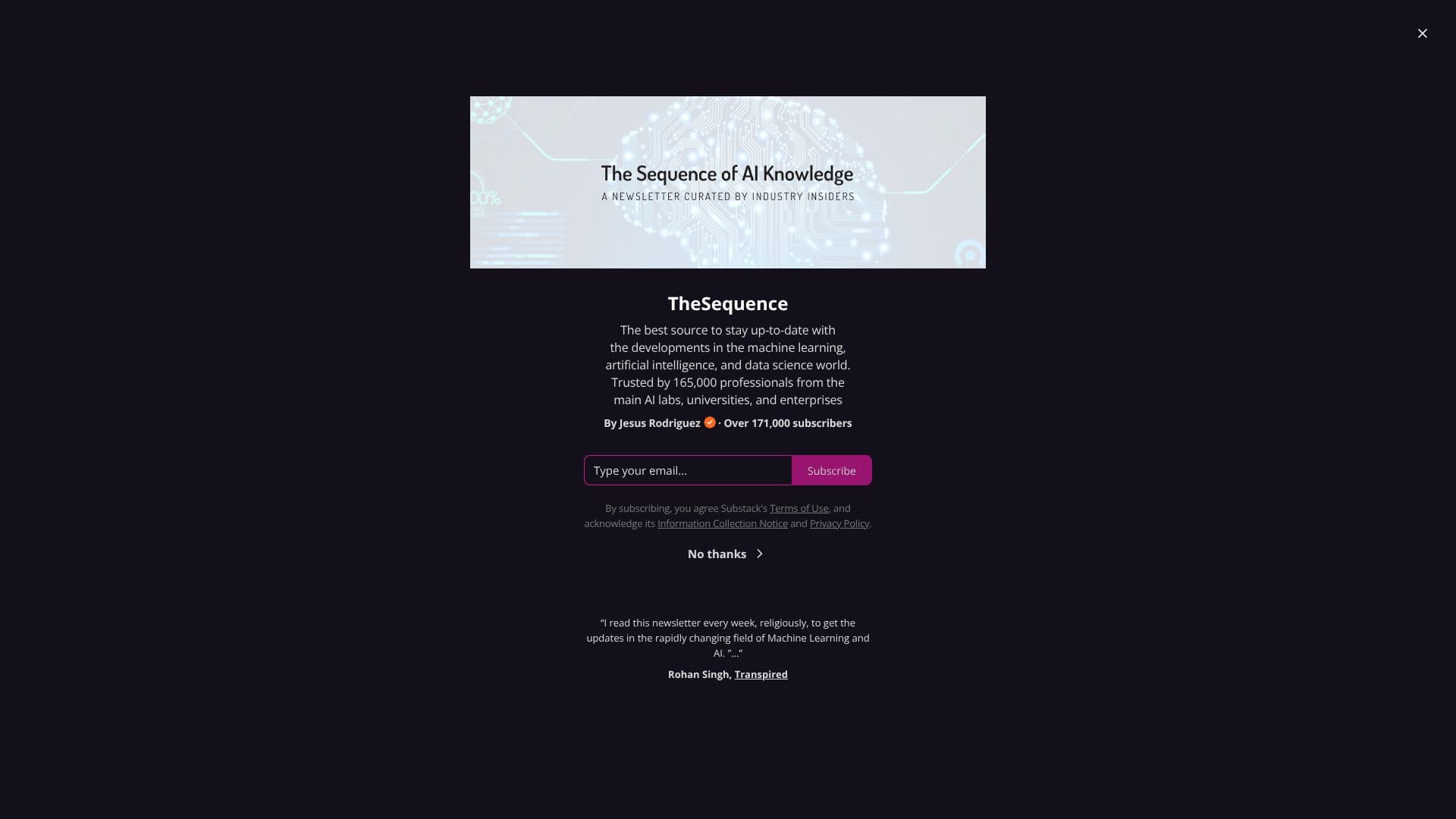 Screenshot von TheSequence AI Newsletter