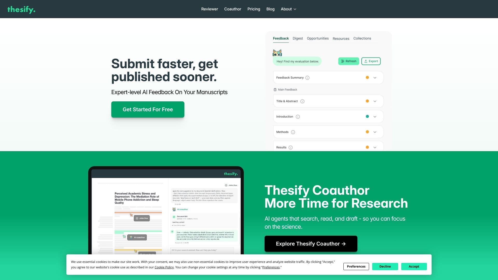 Captura de pantalla de Thesify - Asistente Ético de Escritura con IA