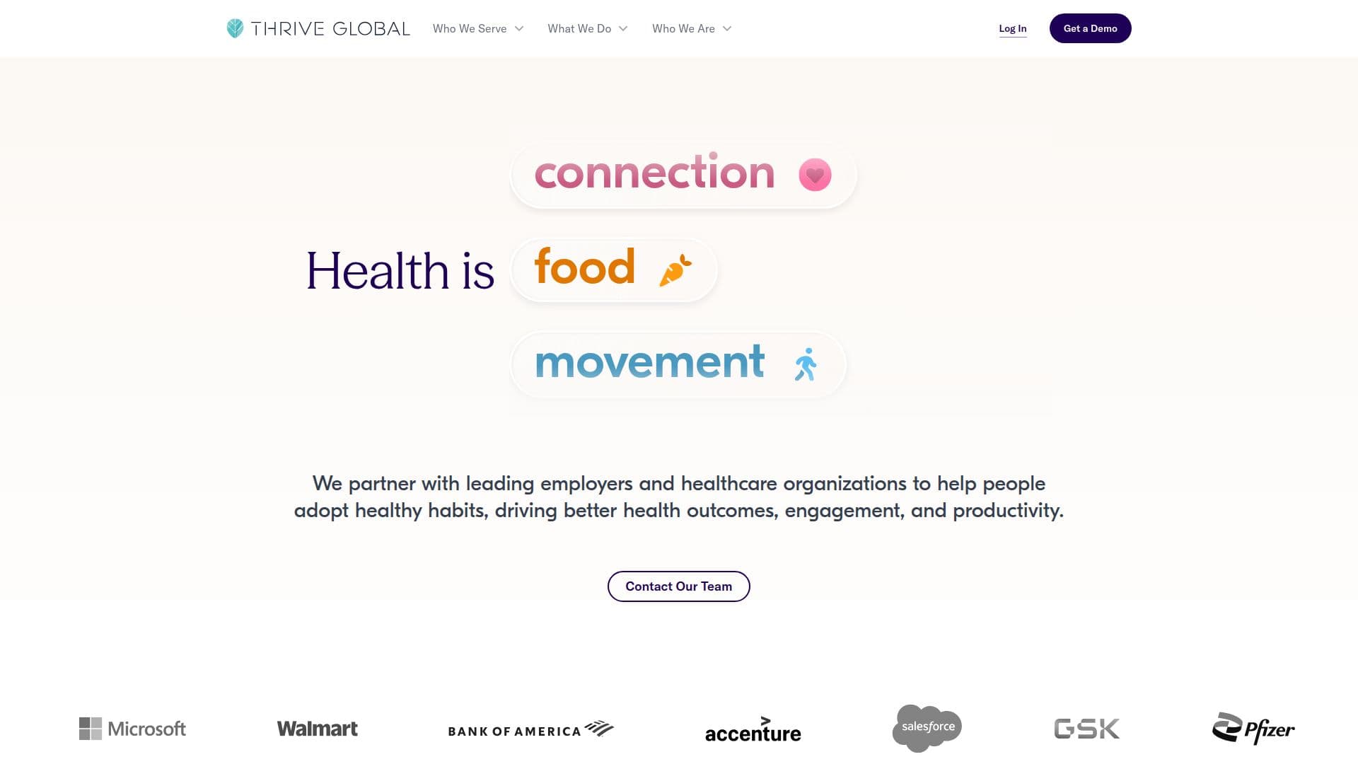 Thrive Global Health Platform screenshot