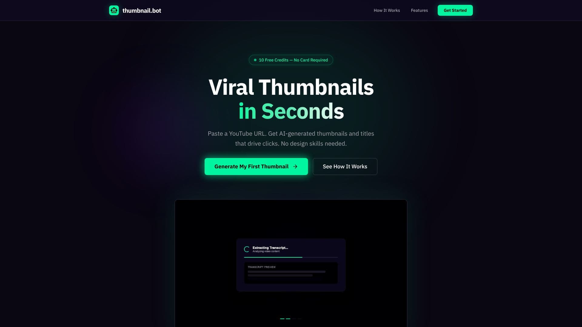 لقطة شاشة لـ thumbnail.bot - مولد صور مصغرة بالذكاء الاصطناعي