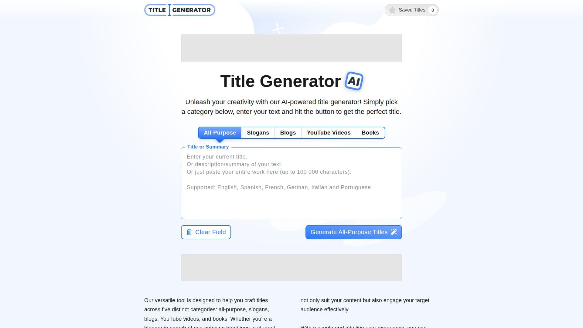 Title Generator screenshot