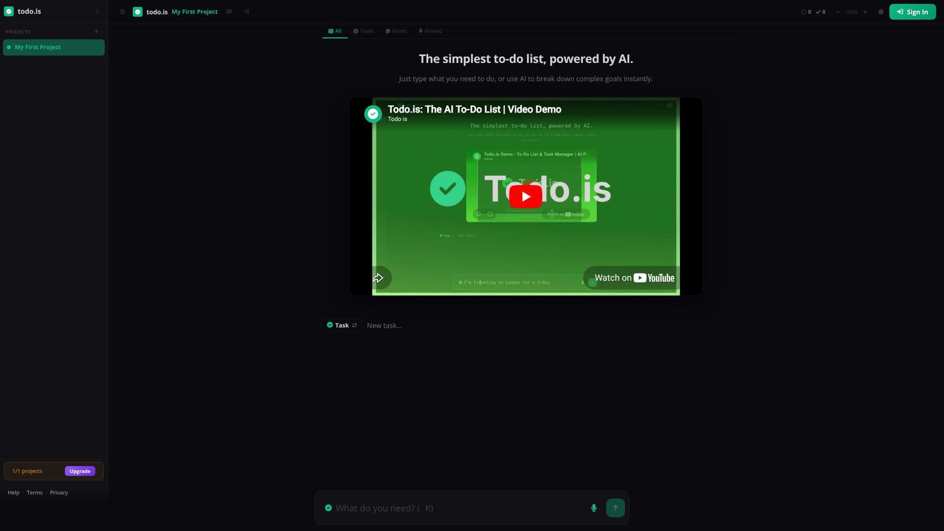 todo.is screenshot