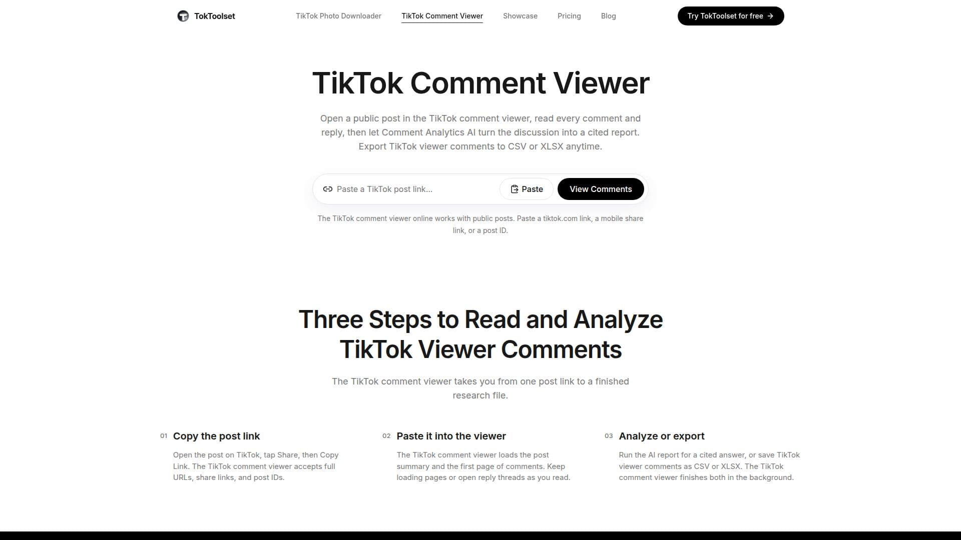 TokToolset TikTok Comment Viewer screenshot