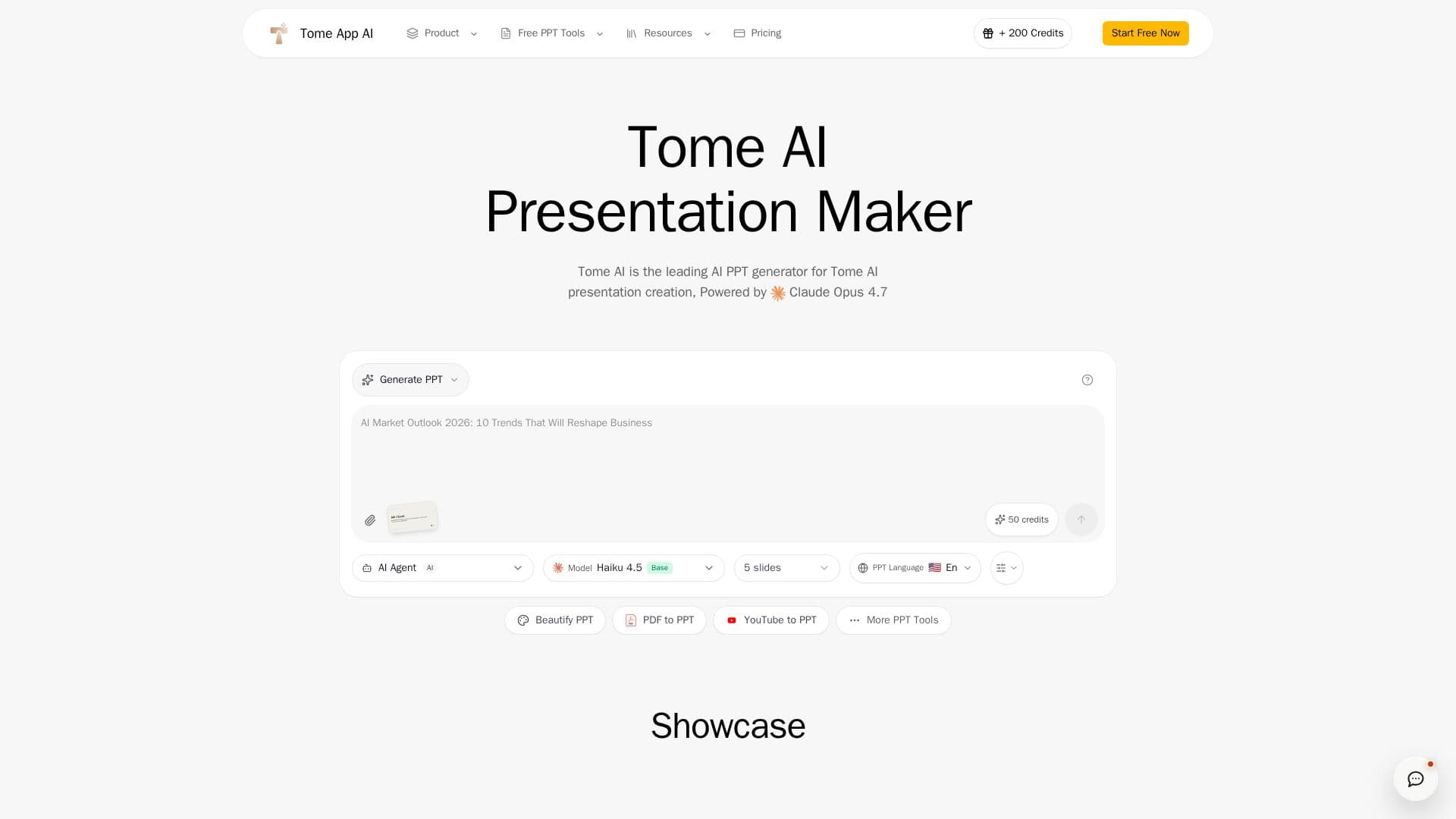 Tome App AI screenshot