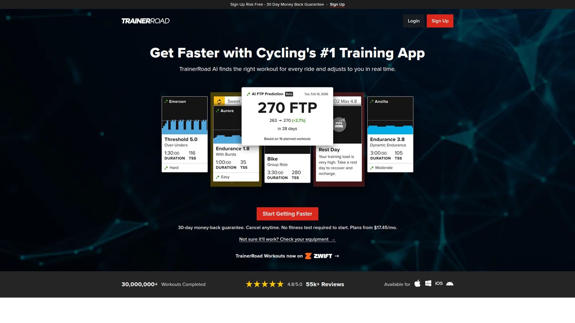 TrainerRoad サイクリングアプリ screenshot