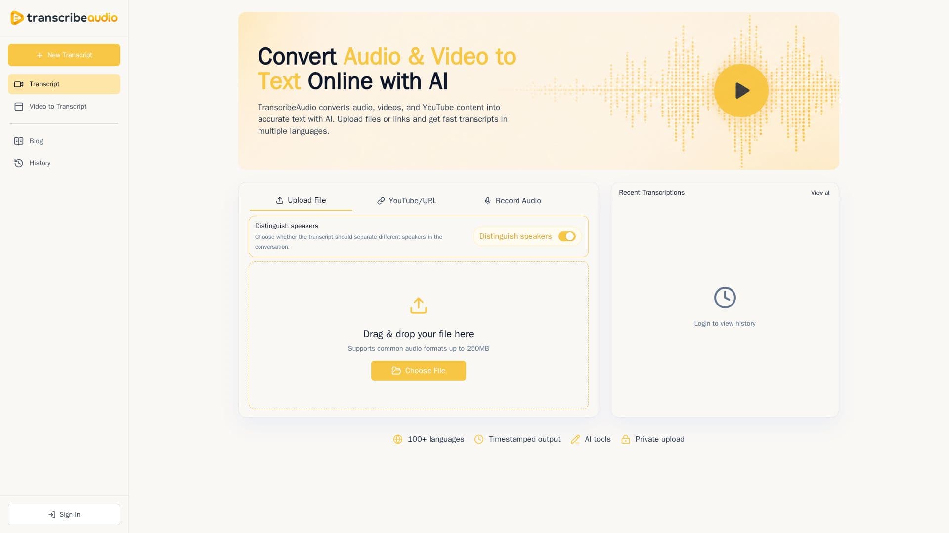 TranscribeAudio screenshot