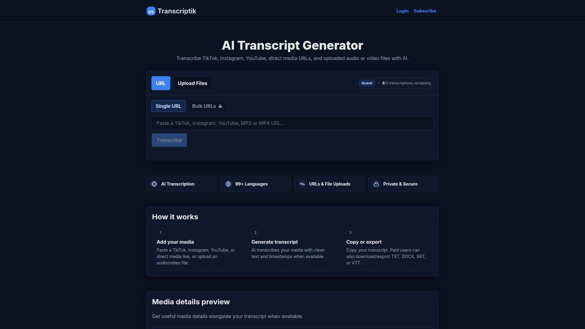 Transcriptik 스크린샷
