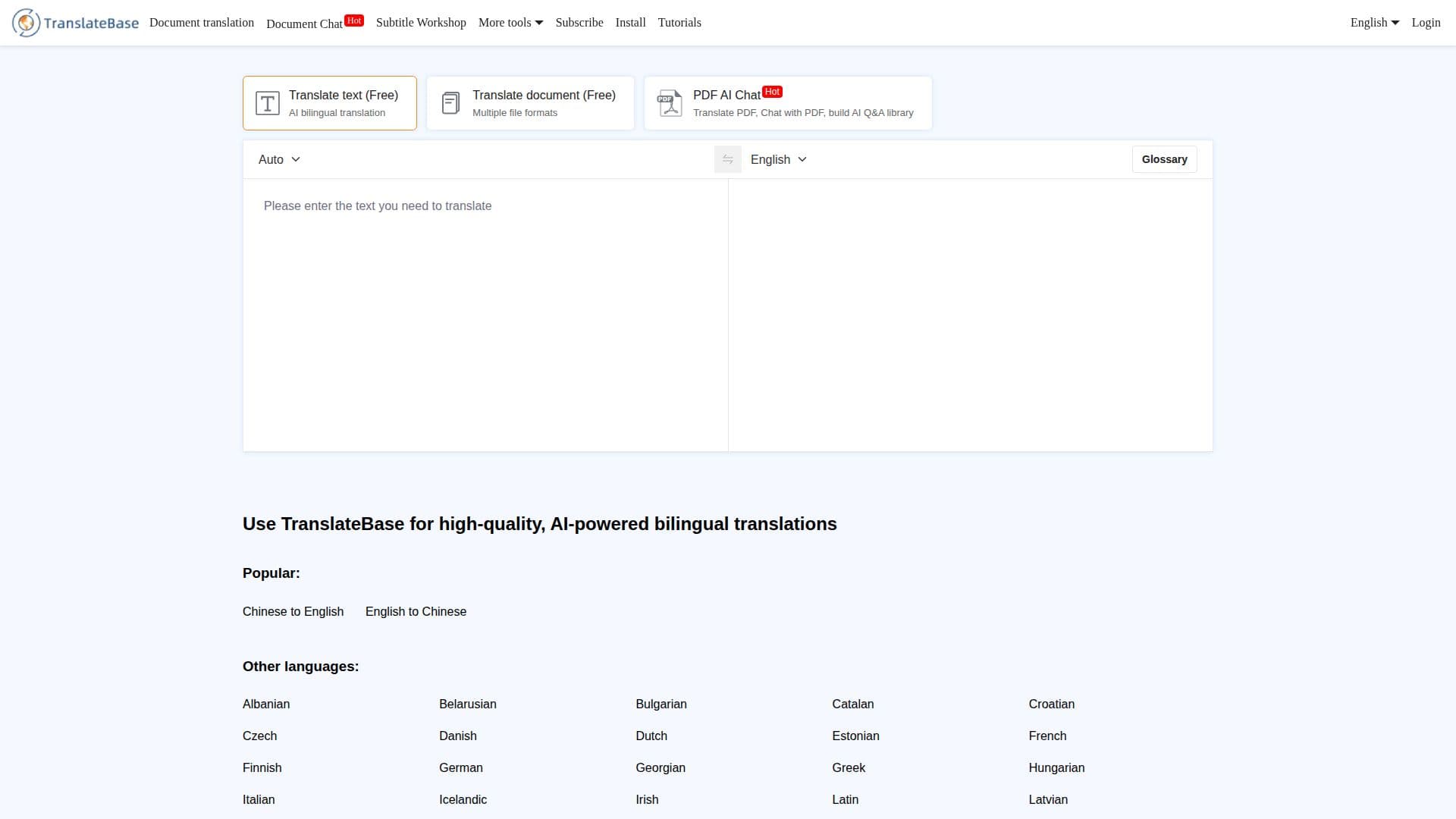 Captura de pantalla de TranslateBase