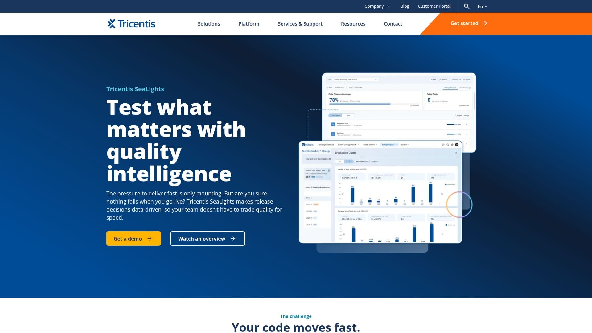 Sealights Quality Intelligence Platform screenshot