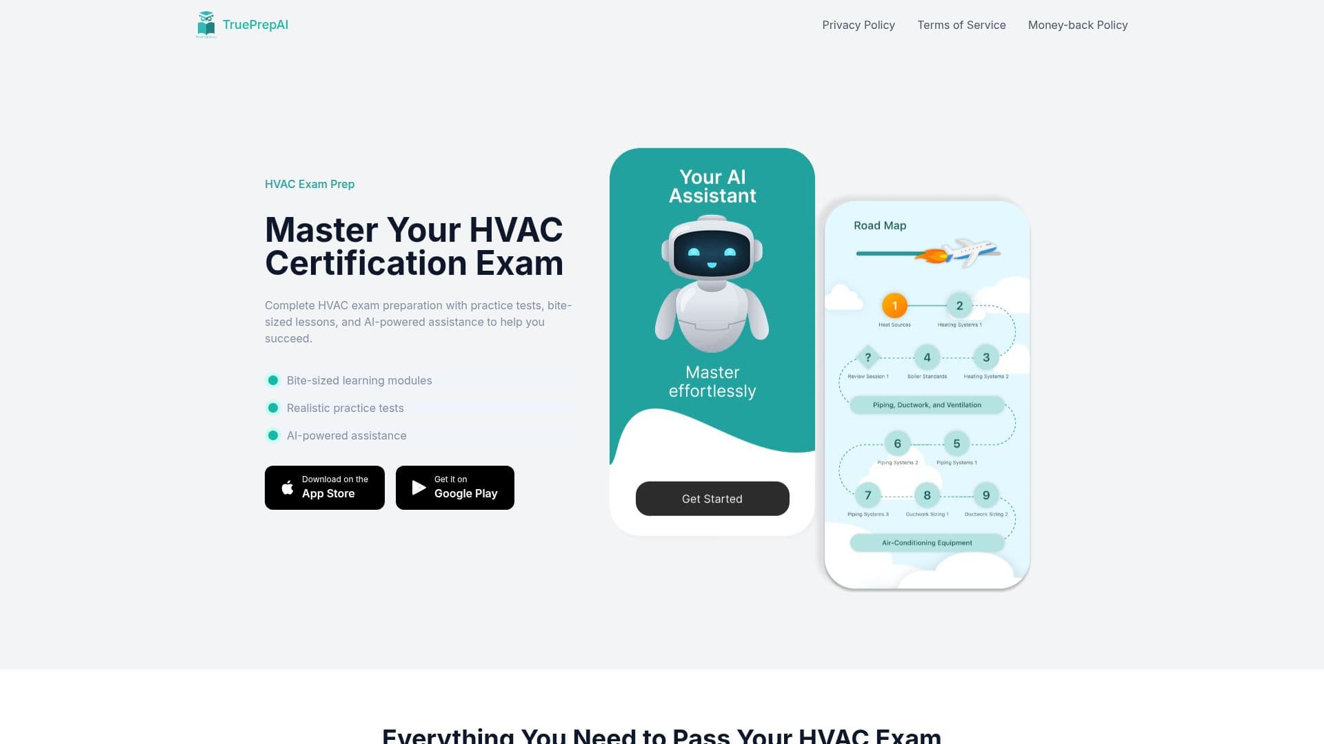 Screenshot von TruePrep AI - Meistere Deine HVAC-Zertifizierung