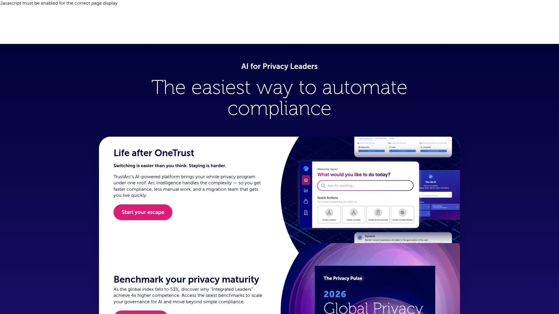 Gestión de Privacidad de Datos de TrustArc screenshot
