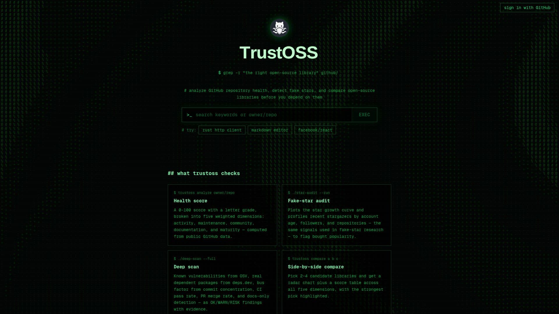 Tangkapan layar TrustOSS