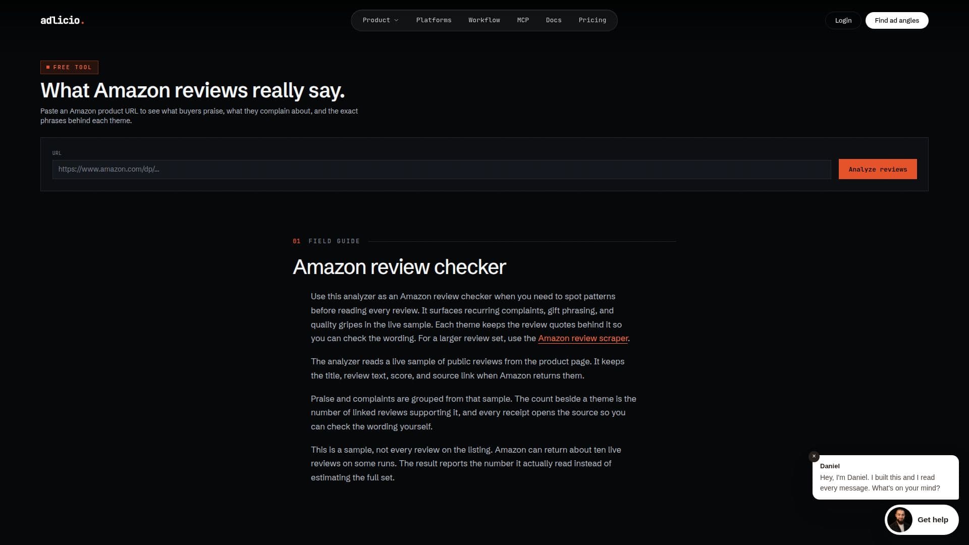 Adlicio Amazon Review Analyzer screenshot