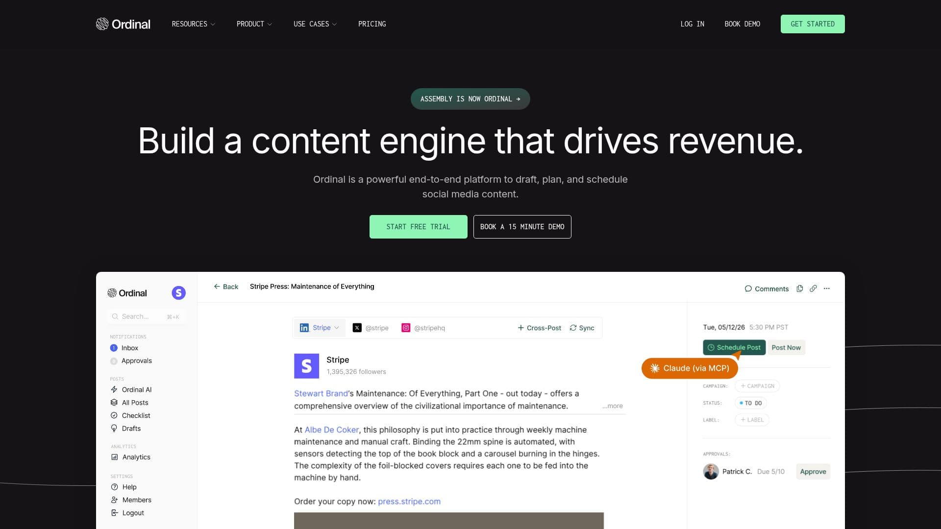 Ordinal Social Media Management Tool screenshot