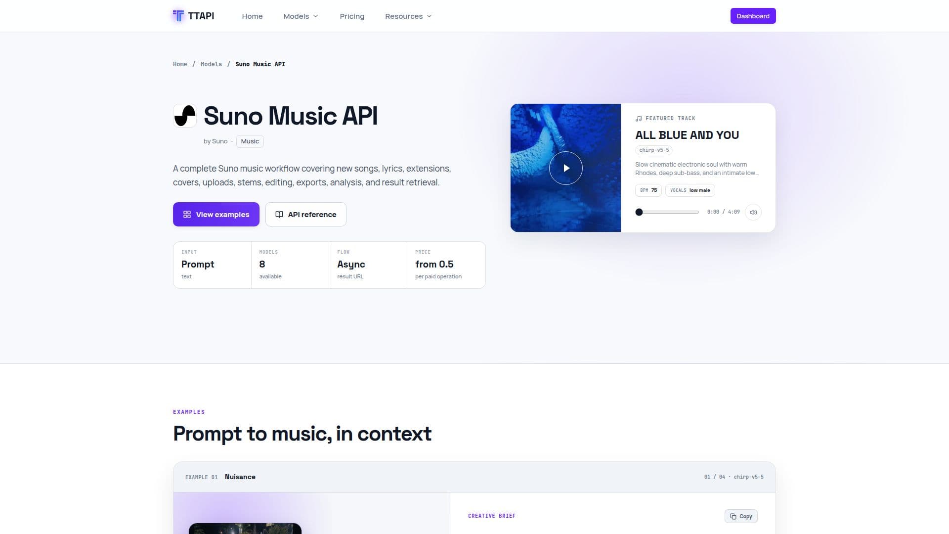 Captura de pantalla de Suno Music API