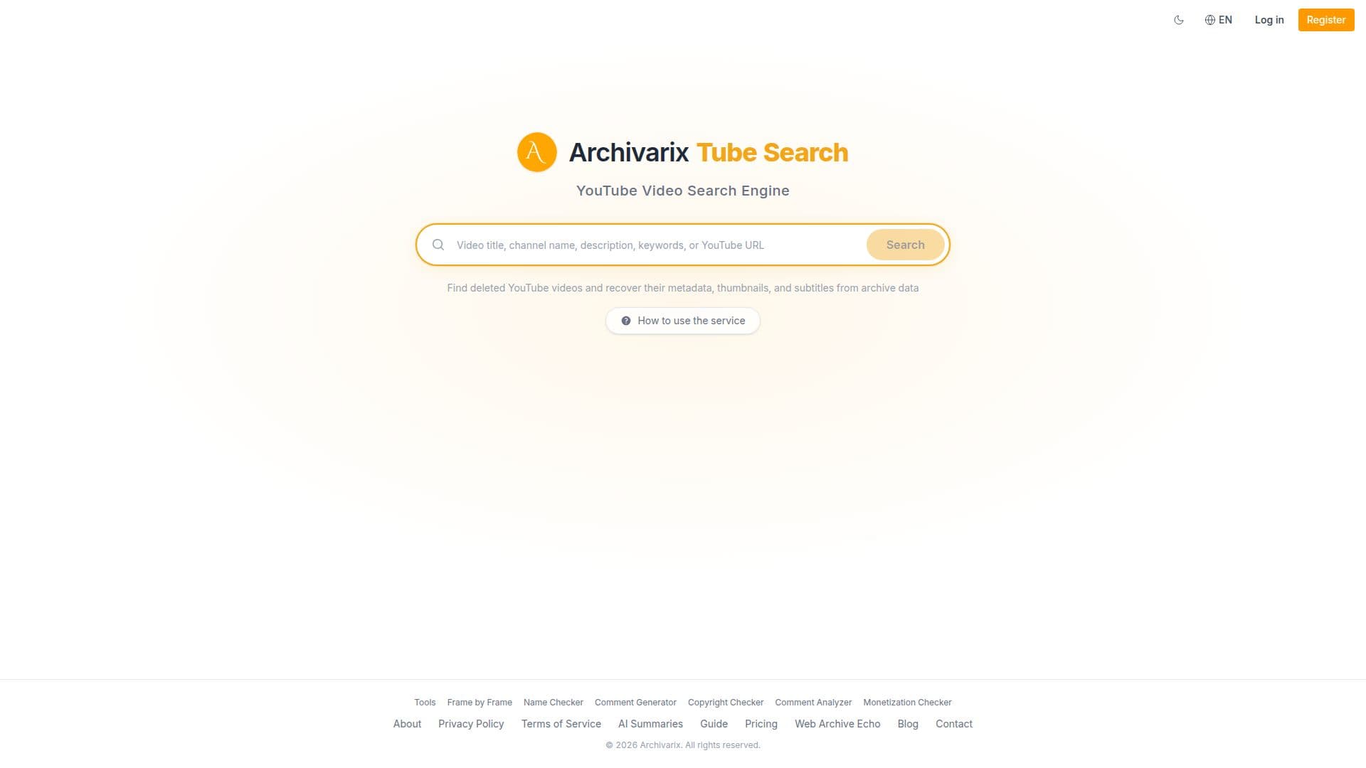 Screenshot von Archivarix Tube Search