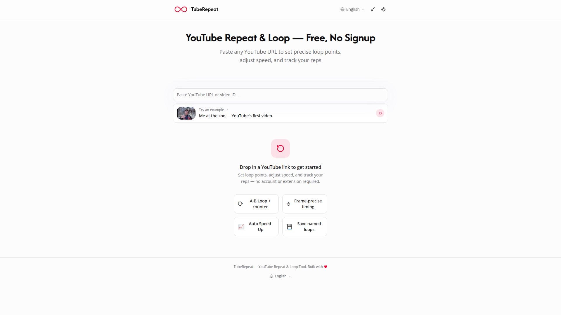 Screenshot von TubeRepeat