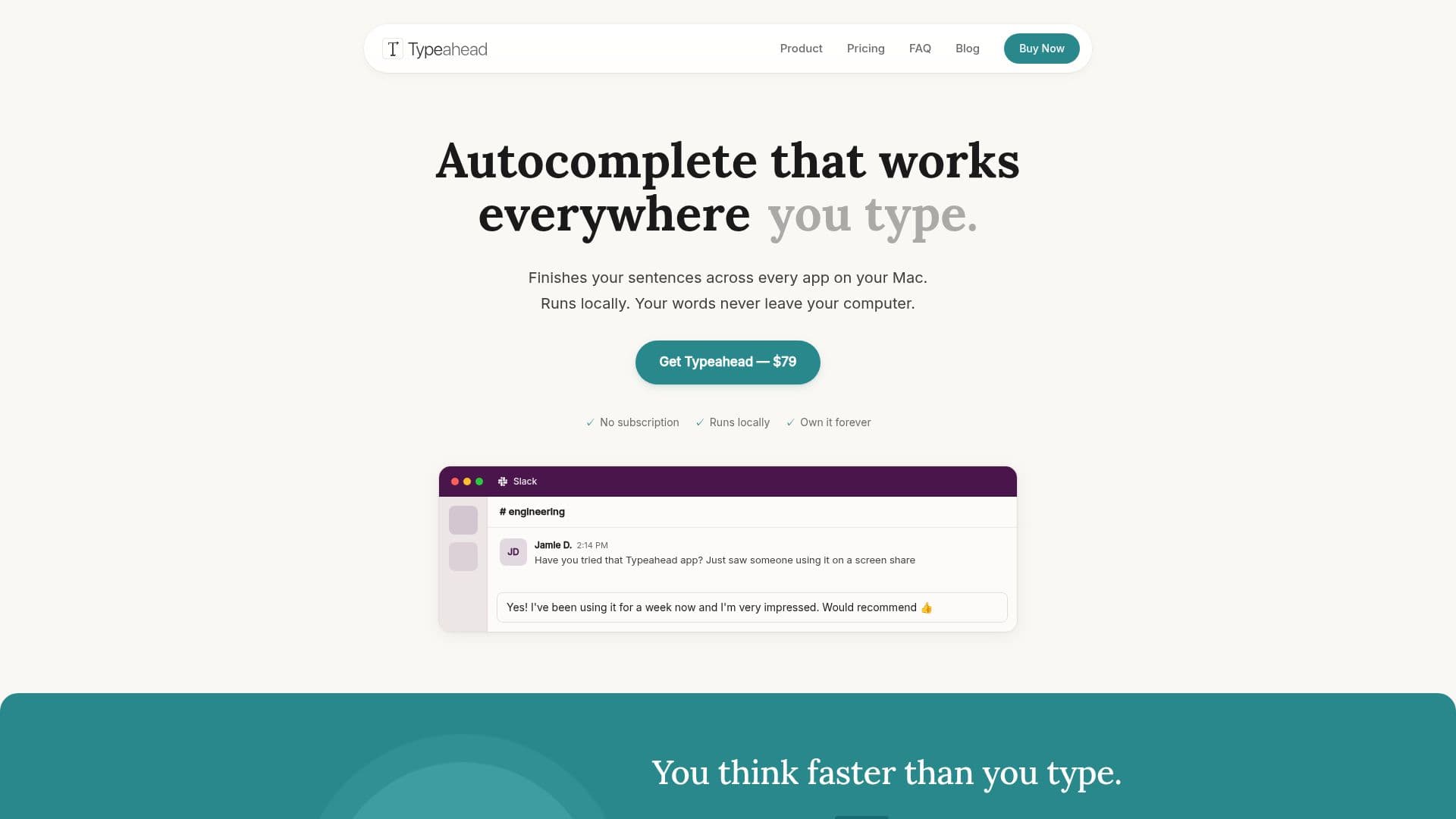 Screenshot von Typeahead — KI-Autovervollständigung für deinen gesamten Mac