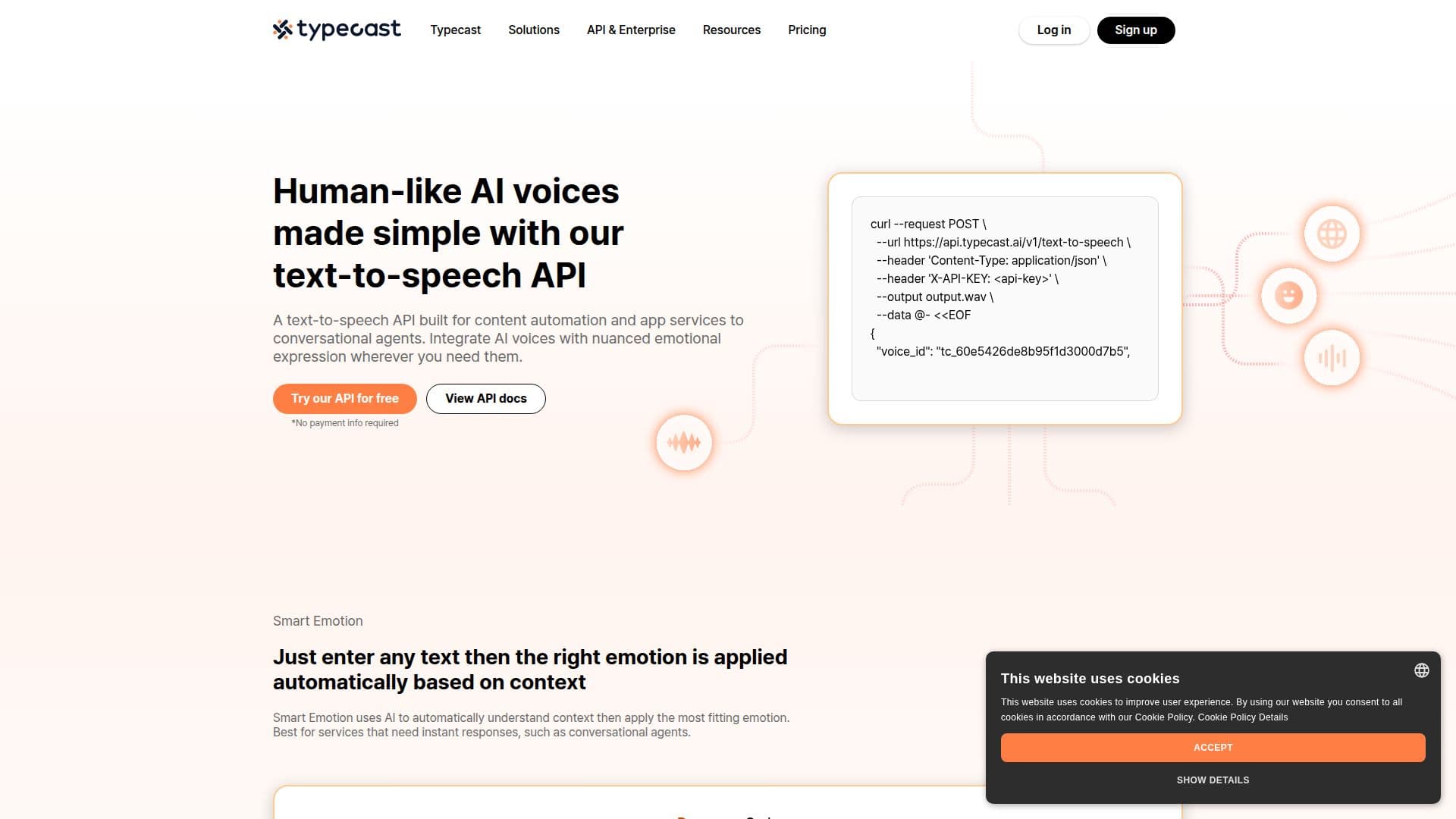Capture d’écran de Typecast API