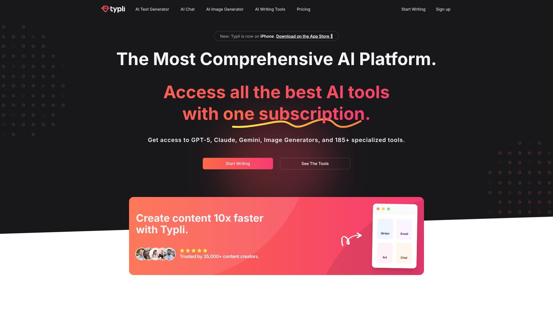 Скриншот Typli.ai - Инструменты для письма с ИИ