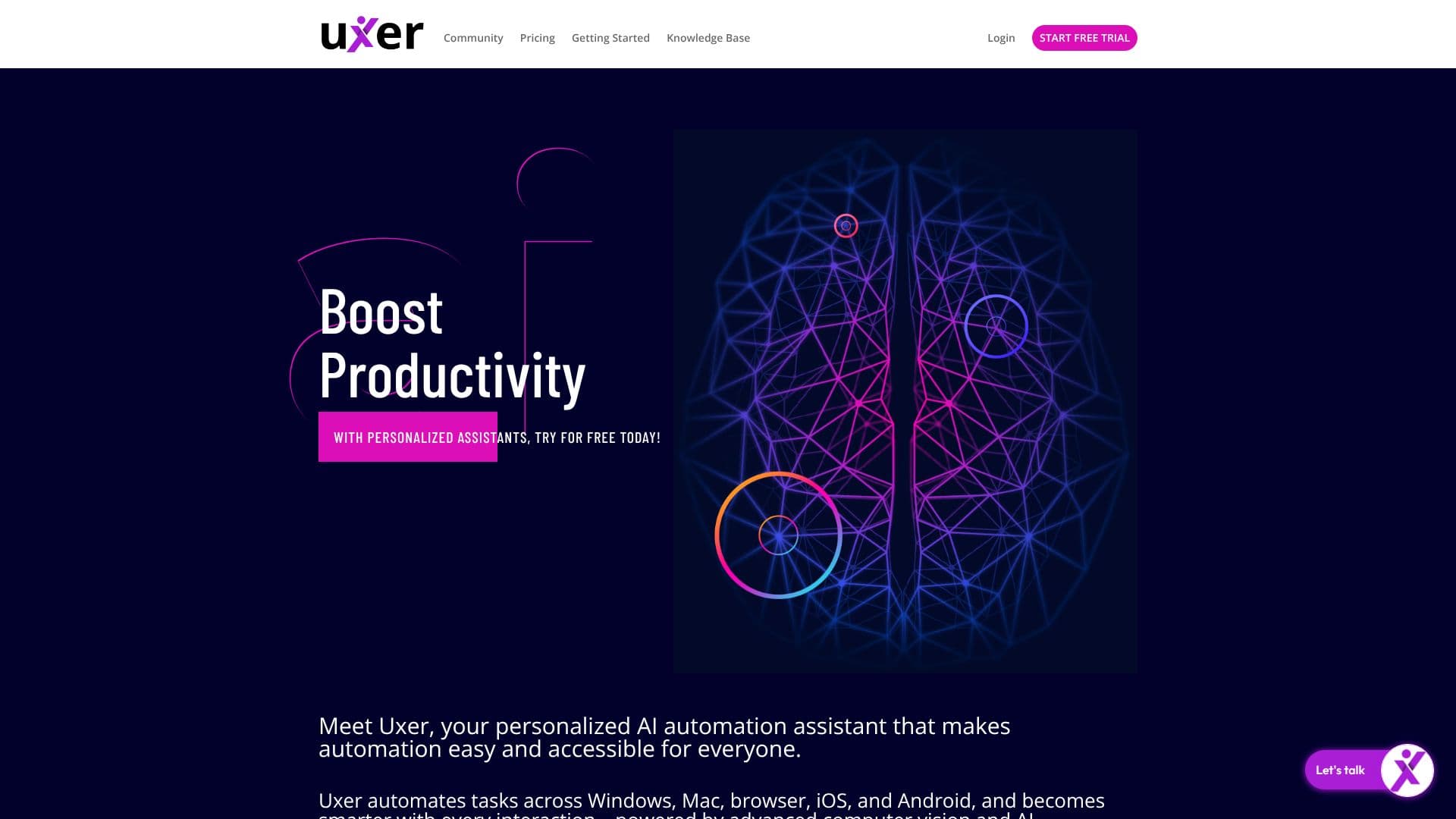 Tangkapan layar Uxer AI Automation Assistant