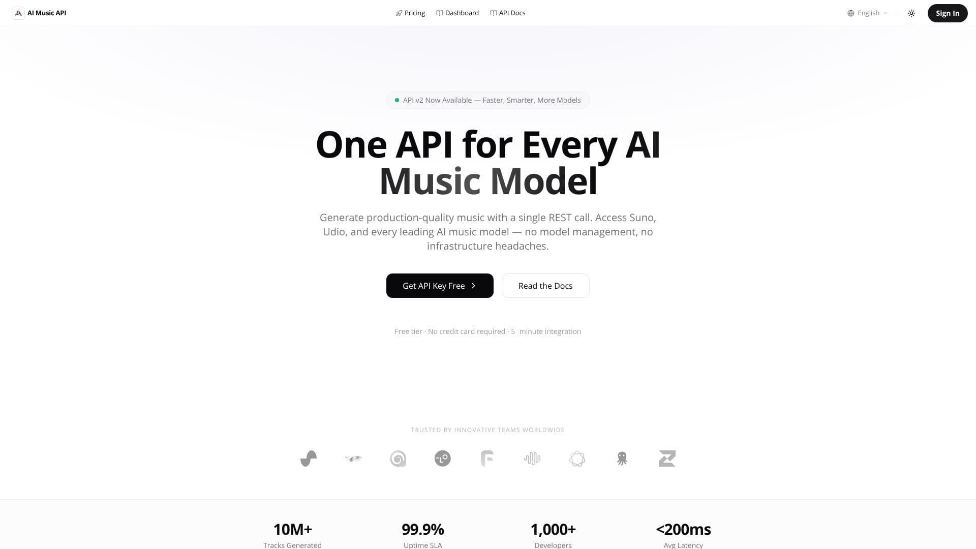 AI 음악 API 스크린샷