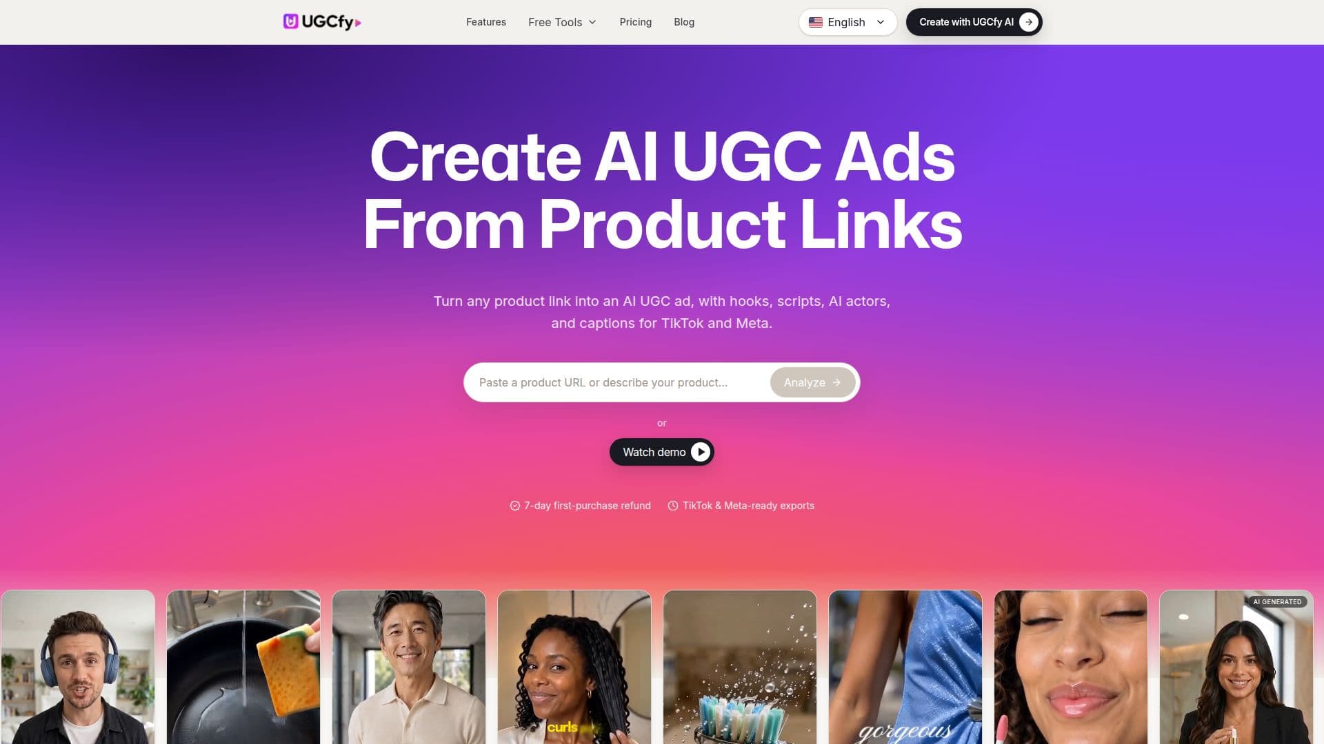 Screenshot von UGCfy AI