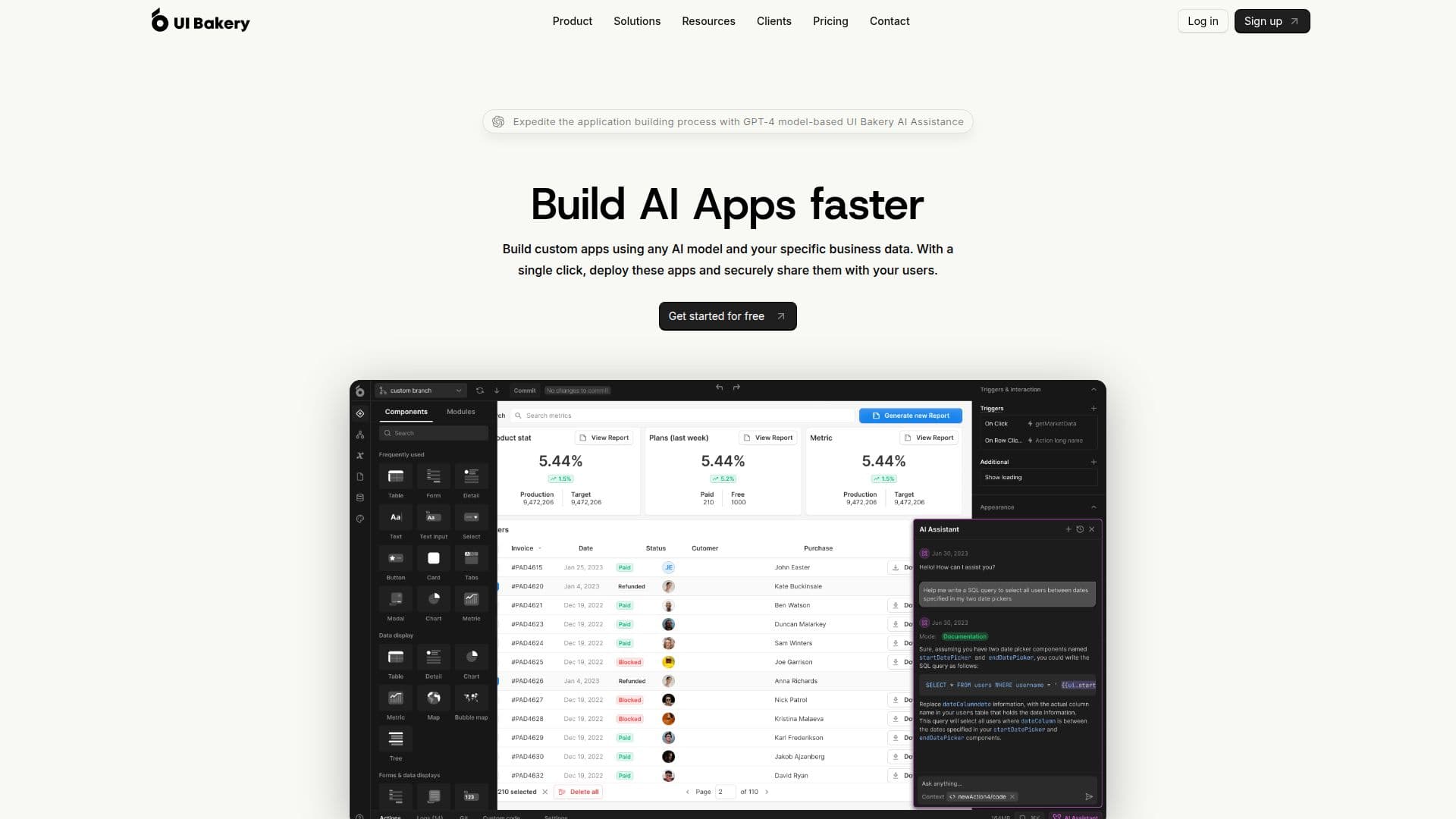 UI Bakery AI App Builder screenshot