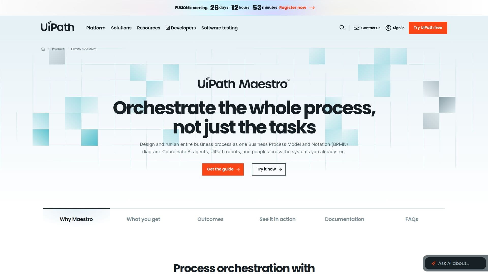 UiPath Maestro Orchestrate screenshot