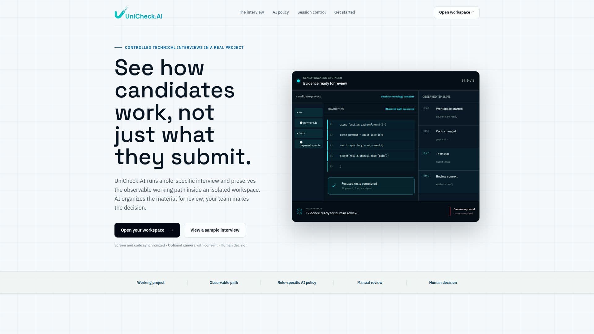 UniCheck.AI — 受控技术面试 截图