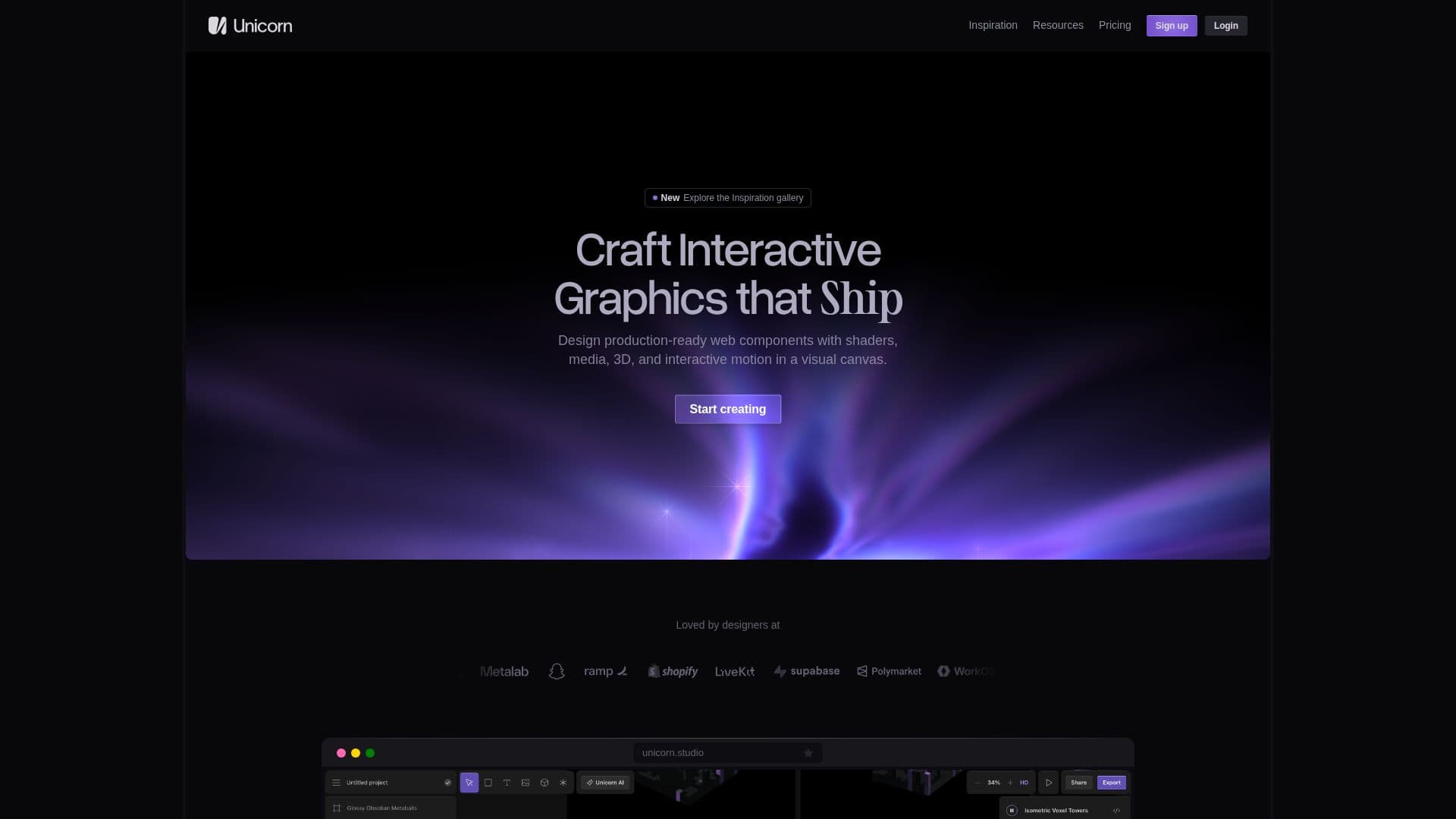 Unicorn Studio screenshot