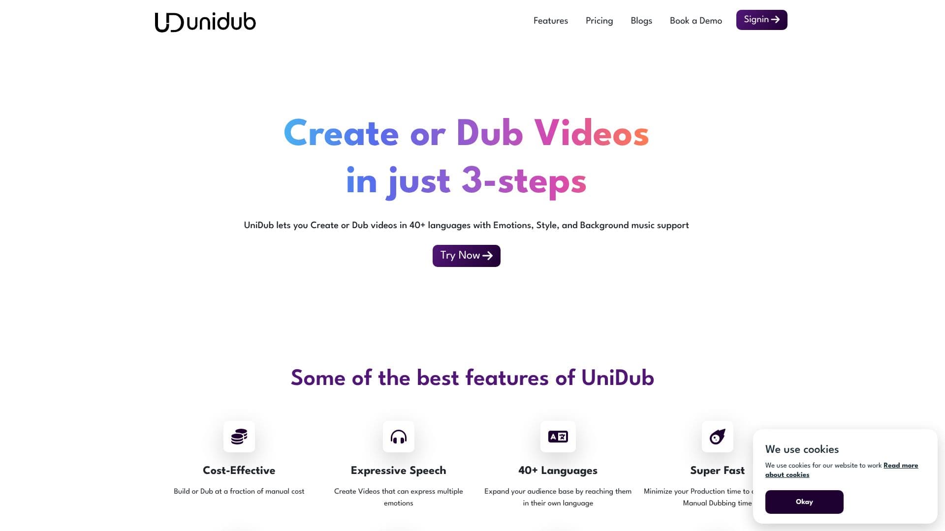 UniDub AI Dubbing Platform screenshot