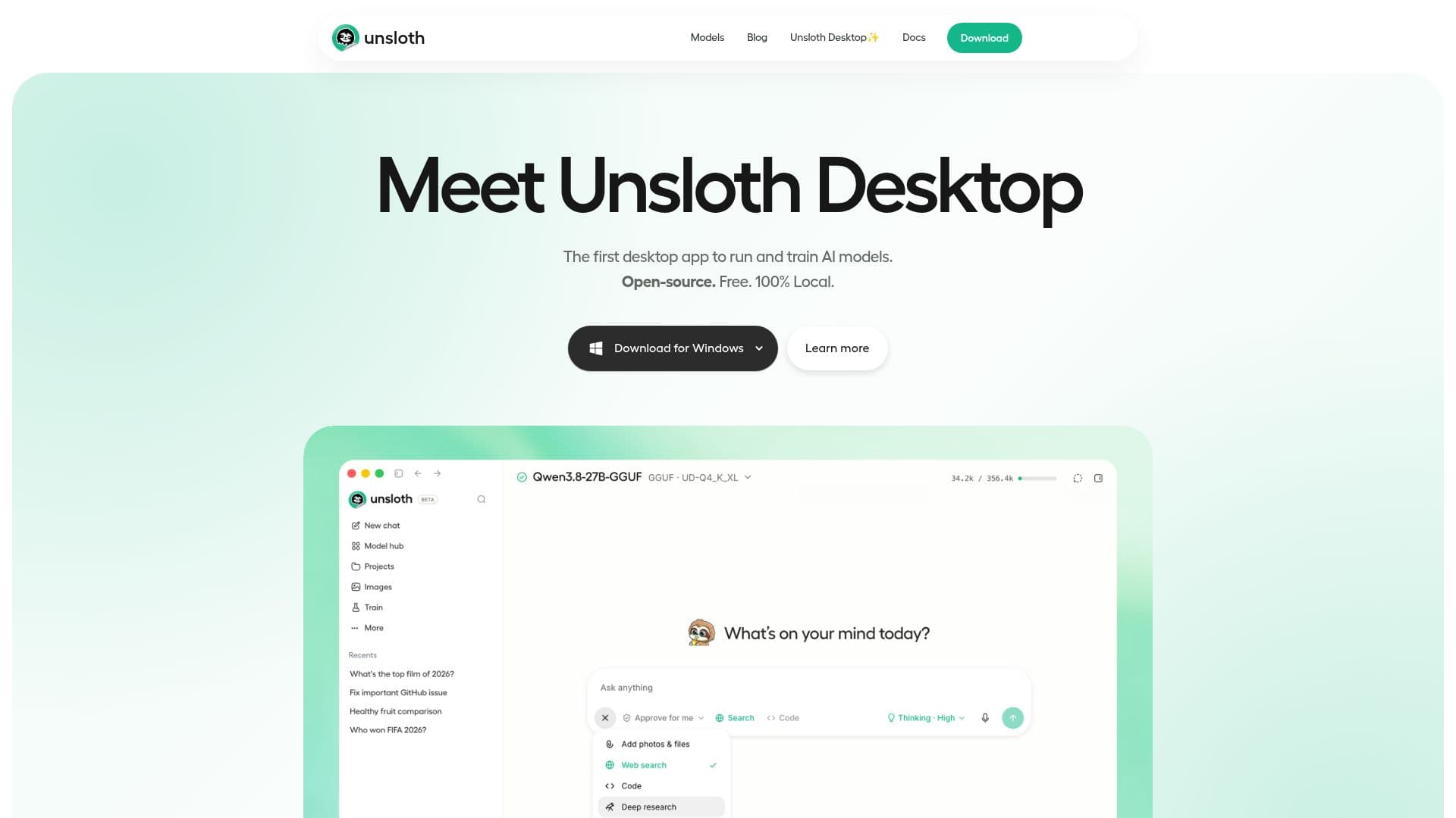 Unsloth screenshot